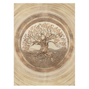 Toalha De Mesa Árvore da vida - Yggdrasil Pastel Dourado