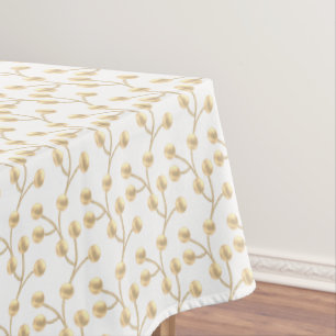 Toalha De Mesa Árvore de Jade Dourada Abstrata Elegante em Branco