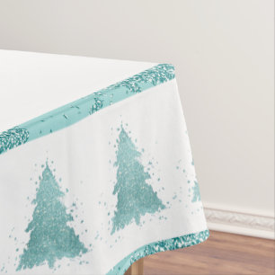 Toalha De Mesa Árvore de Natal Elegante Luxe Aqua Mint Splatter