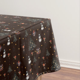 Toalha De Mesa Árvore de Natal Gótica Animais do Homem de Neve