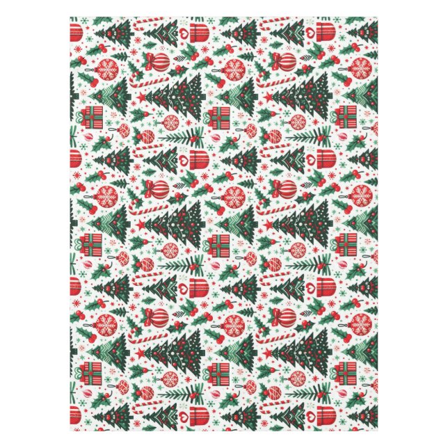 Toalha De Mesa Árvore de Natal, presentes, cana doce (Frente)