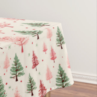 Toalha De Mesa Árvore de Natal Rosa Vintage