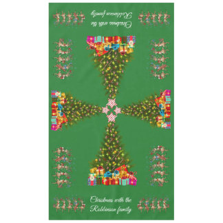 Toalha De Mesa Árvore de Natal Verde Caprichosa com Rena Excêntri