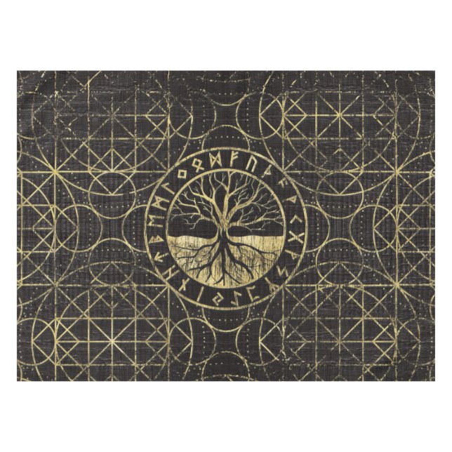 Toalha De Mesa Árvore de vida - Yggdrasil e Runes (Frente (Horizontal))