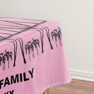 Toalha De Mesa Árvores de coco, cor-de-rosa e pretas, silhuetas