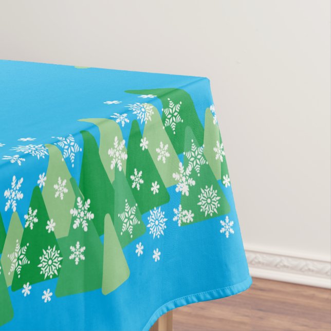 Toalha De Mesa Árvores de Natal Brancas Neves Alegrem-se ao Mundo (Posição Original)