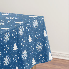 Toalha De Mesa Árvores de Natal com Flocos de Neve Brancos Clássi