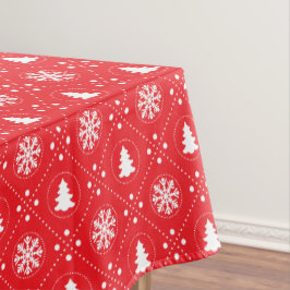 Toalha De Mesa Árvores de Natal com Flocos de Neve Vermelhos Clás