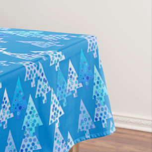 Toalha De Mesa Árvores de Natal de Flor Moderna, Azul Ceruliano