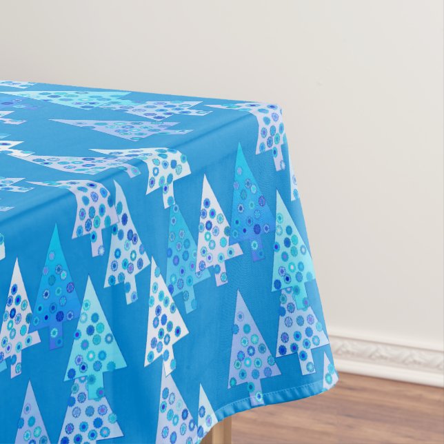 Toalha De Mesa Árvores de Natal Flor Moderna, Azul Cerúleo (Posição Original)