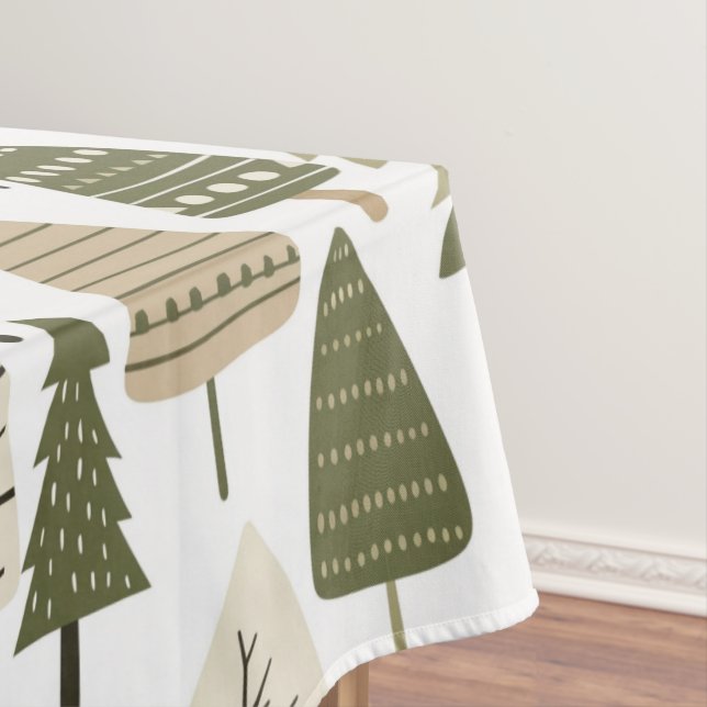 Toalha De Mesa Árvores de Natal marrons e verdes (Posição Original)