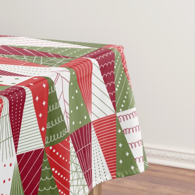 Toalha De Mesa Árvores de Natal Verdes e Vermelhas (Posição Original)