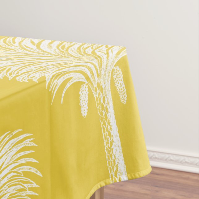 Toalha De Mesa Árvores de Palma com Data Tropical Moderna Amarelo (Posição Original)