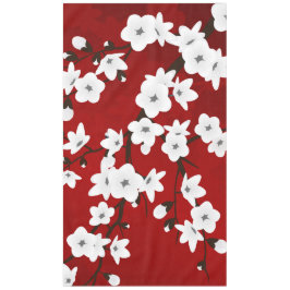 Toalha De Mesa Asia Floral White Chersom Red