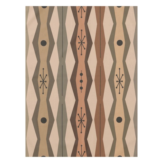 Toalha De Mesa Atomic Era Abstract Columns Brown (Frente)