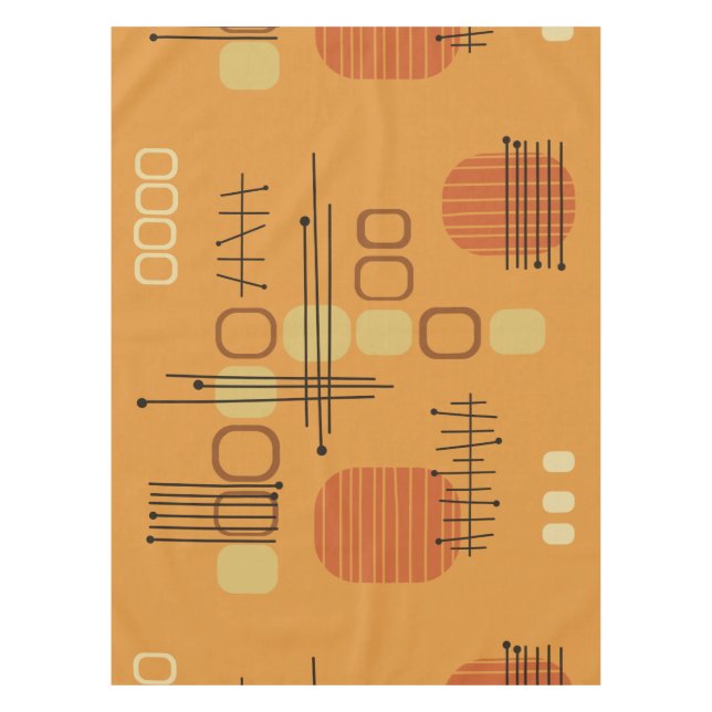 Toalha De Mesa Atum Abstrato Barkcloth Ochre (Frente)