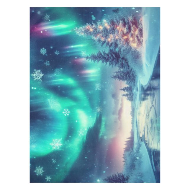 Toalha De Mesa aurora borealis/Natal/Inverno (Frente)