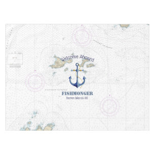 Toalha De Mesa Autêntico Gráfico Náutico Ilhas Barren Alasca