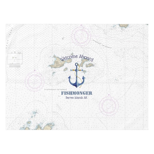 Toalha De Mesa Autêntico Gráfico Náutico Ilhas Barren Alasca (Frente (Horizontal))