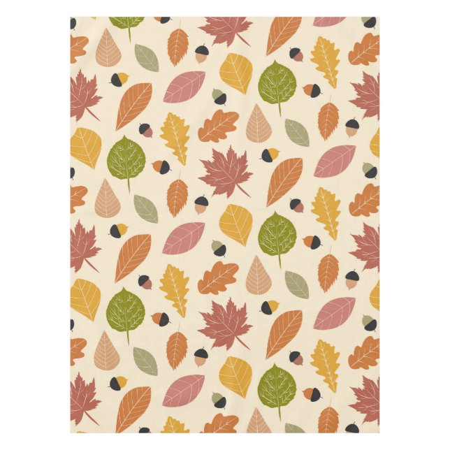Toalha De Mesa Autumn Leaves com Bolotas em Terracotta Brown (Frente)