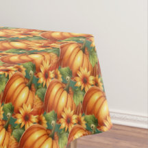 Autumn Pumpkin Floral - Tablecloth