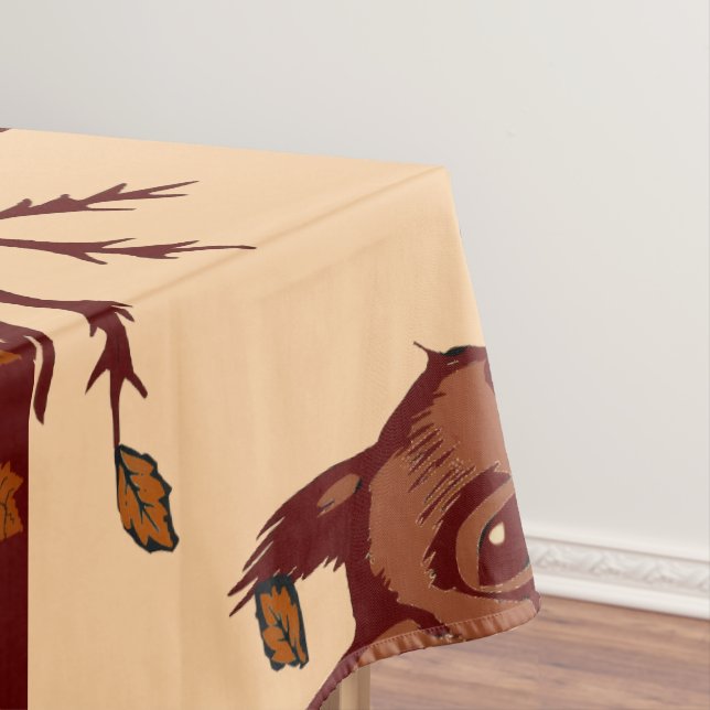 Toalha De Mesa 🐿️ Autumn Squirrel Tablecloth - Peach (Posição Original)