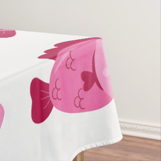 Toalha De Mesa Aventura no Lago Retro Peixe Rosa Design Vintage