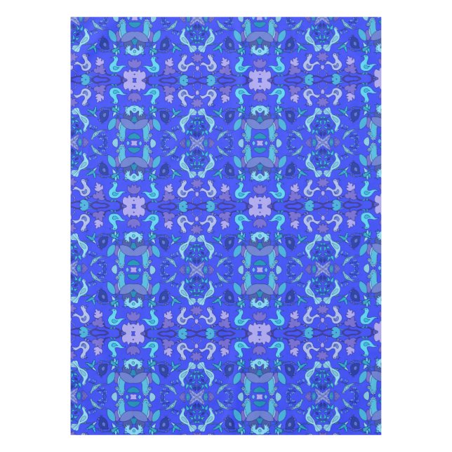 Toalha De Mesa Aves Azuis (Frente)