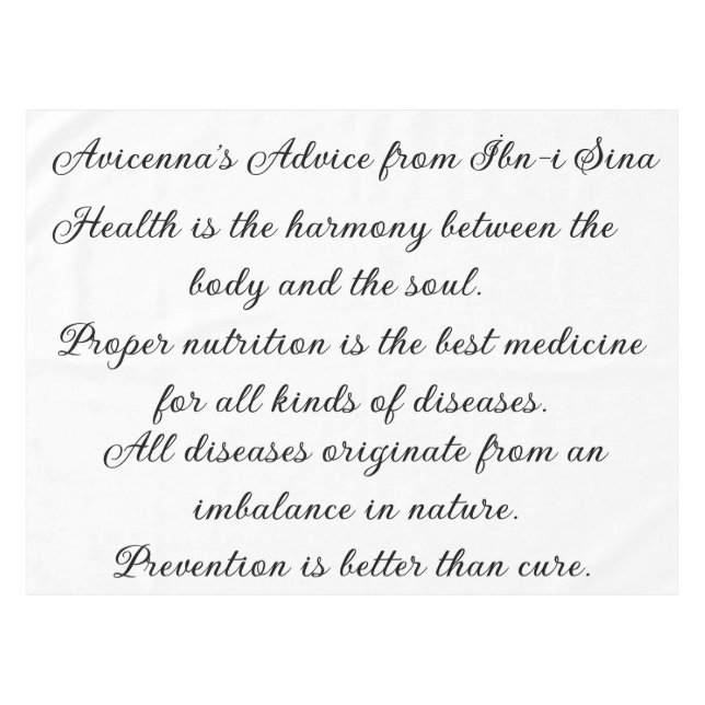Toalha De Mesa Avicenna's Advice Tablecloth (Frente (Horizontal))