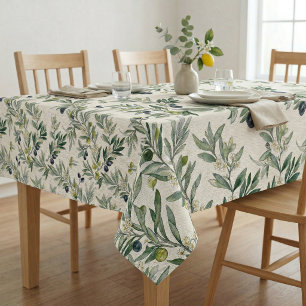 Toalha De Mesa Azeite de Oliva Francês em Verde Sálvia Aquarela