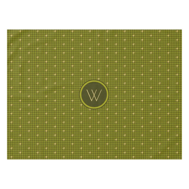 Toalha De Mesa Azeitona com Dourada Coleta Houndstooth (Frente (Horizontal))