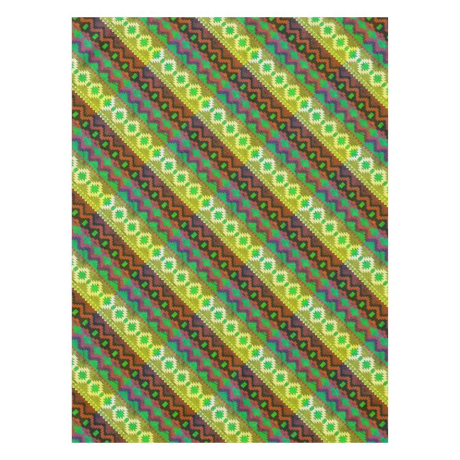 Toalha De Mesa Aztec Estilo Verde Marrom (Frente)