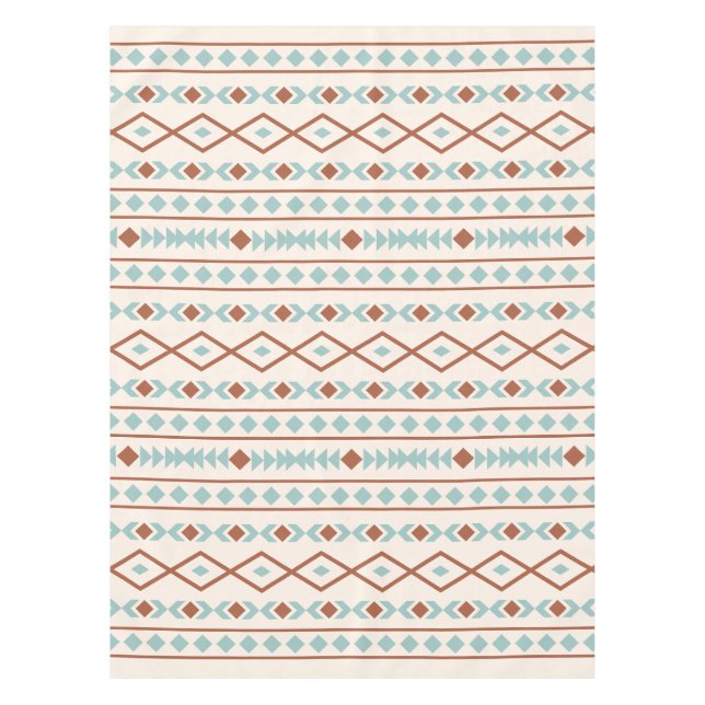 Toalha De Mesa Aztec Formas Padrão Rust Teal Cream (Frente)