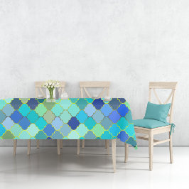 Toalha De Mesa Azul Aqua Mosaico Marroquino