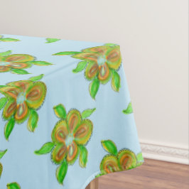 Toalha De Mesa Azul Bebê Com Verdes