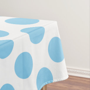 Toalha De Mesa Azul-bebê em Bolinhas brancas de tamanho grande