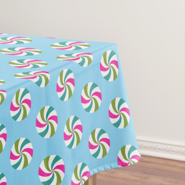 Toalha De Mesa Azul de Natal com hortelã (Posição Original)