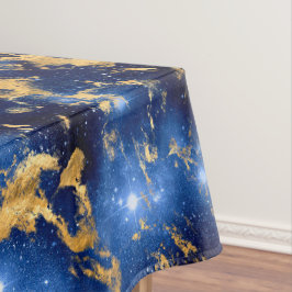 Toalha De Mesa Azul Deslumbrante, Mármore Galáxia Dourada