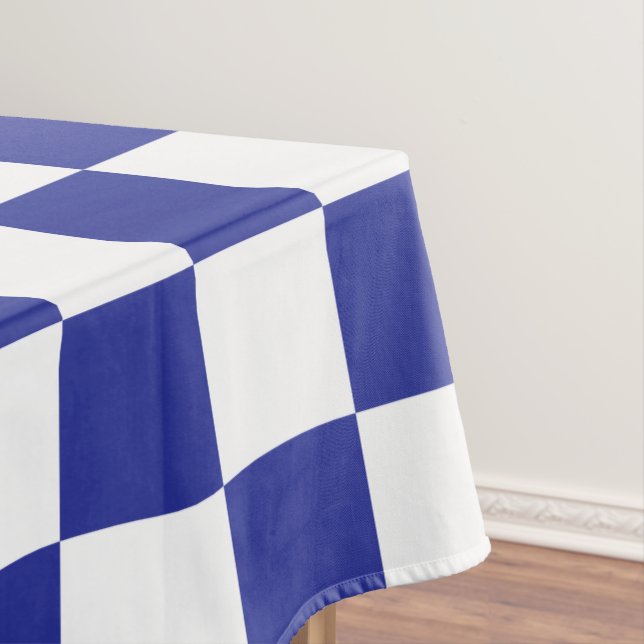 Toalha De Mesa Azul e branco verificados (Posição Original)