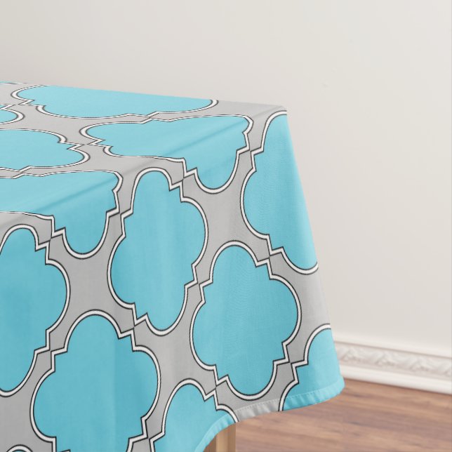 Toalha De Mesa Azul e cinza de Quatrefoil (Posição Original)