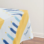 Toalha De Mesa Azul e ouro de Hanukkah Menorah<br><div class="desc">Comemore o espírito de Hanukkah.  Características deste design um ouro e um menorah azul em uma luz - fundo azul.  O tablecloth próprio tem o espaço para escrever seu nome no canto. 

Cortesia de Clipart do design de Sonya DeHart em: 
http://www.sonyadehartdesign.com | http://www.sonyadehartdesign.etsy.com</div>