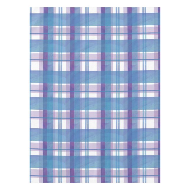 Toalha De Mesa Azul e roxo da xadrez de Madras (Frente)