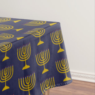 Toalha De Mesa Azul escuro elegante Chanukah Hanukkiyah CANDE