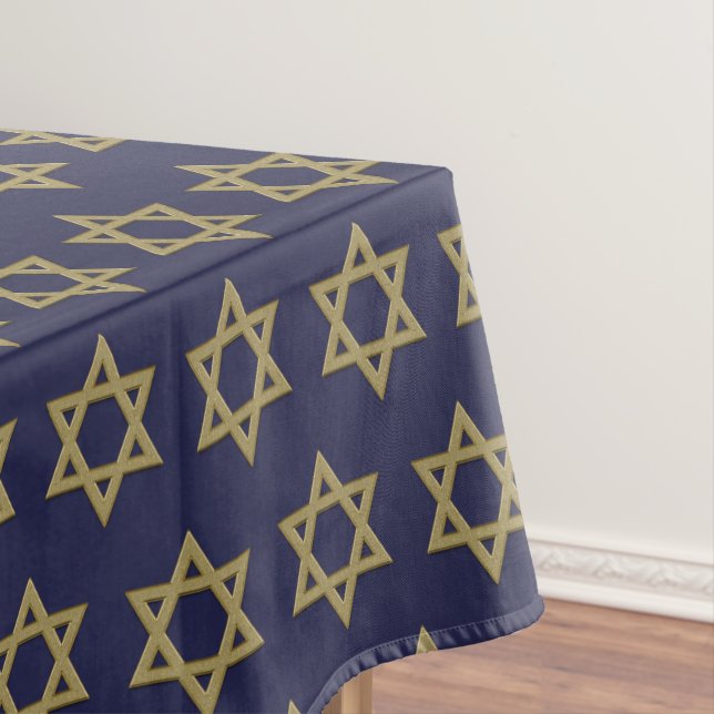 Toalha De Mesa Azul Escuro Moderno | Chanukah | ESTRELA DE DAVI (Posição Original)
