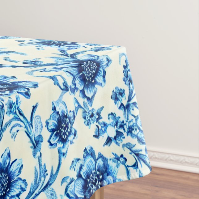 Toalha De Mesa Azul Floral (Posição Original)
