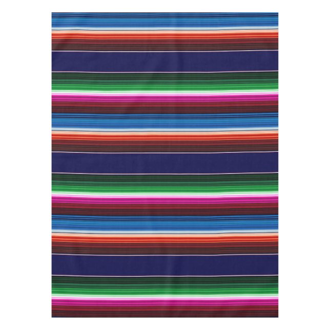 Toalha De Mesa Azul, Laranja, Rosa Quente, Sarape Verde Mexicano (Frente)