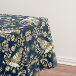 Toalha de mesa azul naval no estilo Antiqued Bird 