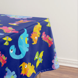 Toalha De Mesa Azul-padrão-Marinho bonito Dinossauro Aniversário