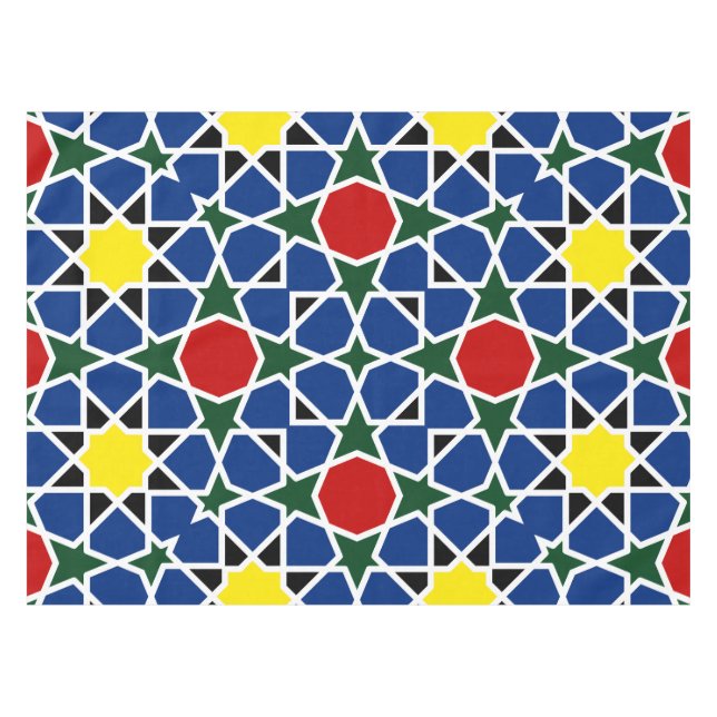 Toalha De Mesa Azulejo de Padrão Geométrico Mosaico marroquino (Frente (Horizontal))