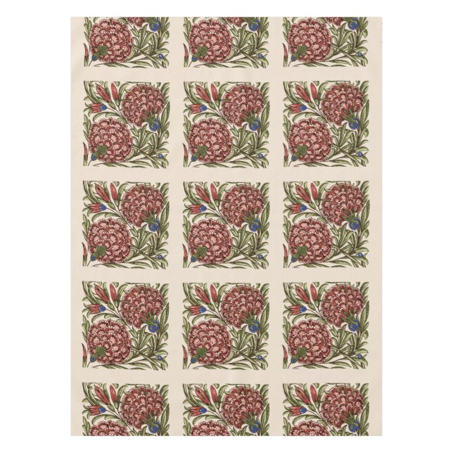 Toalha De Mesa Azulejo Flor de Cravo Antigo Rústico Arte De Morga (Frente)